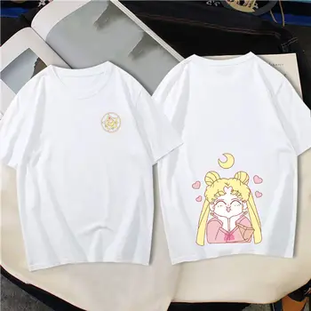 Nyáron a Nők Túlméretezett póló Aranyos Anime Sailor Moon Ullzang Harajuku Póló, Alkalmi TShirt Rövid Ujjú Póló Felső y2k