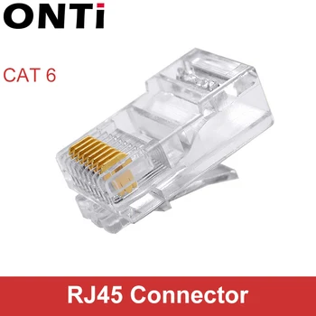 ONTi RJ45 CAT6 Csatlakozó 8P8C Moduláris Csatlakozó Ethernet Kábel Fejét 1Gbps Gigabit Hálózati Hullám Kristály Fejét RJ45 Csatlakozó 50P
