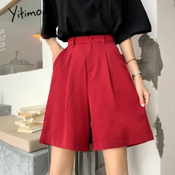 piros nadrág nők laza magas derék, széles láb Szilárd harajuku Új Egyenesen nyári koreai divat fekete nadrág derék rugalmas