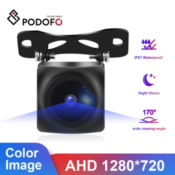 Podofo AHD HD Fordított Autó Visszapillantó Kamera Egyetemes Parkolási lehetőség Video Monitor Vízálló 170 Fokos Látószögű biztonsági Mentés Éjjel látó Lencse