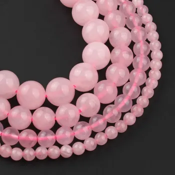 Rose-Rózsaszín Kvarc Kristályok Kő Beads Perles Varázsa Kör Laza Távtartó Gyöngy Ékszerek Készítése 15