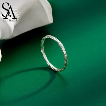 SA SILVERAGE S925 Sterling Ezüst Design Textúra Zárt Gyűrű Női Jól Kör Ezüst Természetes Színű Gyűrű, Ékszerek, Nagykereskedelmi