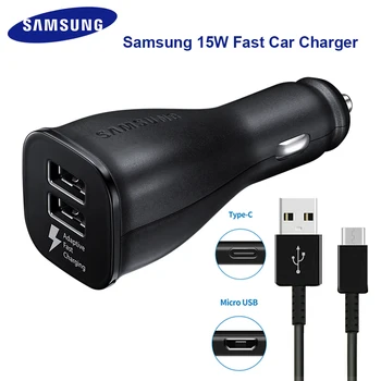 Samsung S7 Autós Töltő USB Adaptív Gyorsan Adapter Micro USB-C Típusú Kábel Galaxy s10 s9 s8 Plusz S10+ Megjegyzés 10 plusz note10 S20