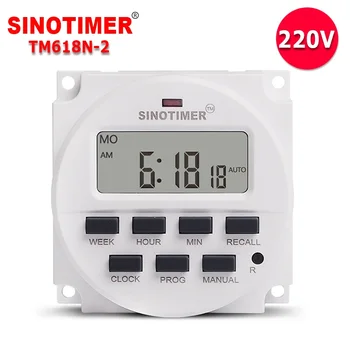 Sinotimer TM618N 220V 230V AC 7 Nap Programozható Időzítő Kapcsoló időzítés Funkció UL Relé Belsejében
