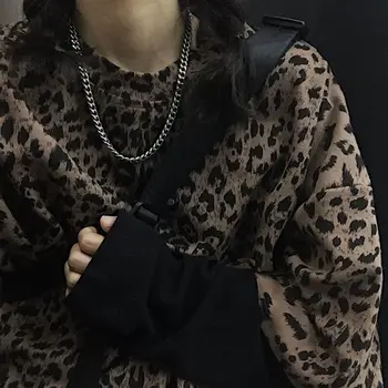 Streetwear Harajuku sötét széldzseki t-shirt hip-hop trend laza leopárdmintás hamis két nő tshirts párok pólók y2k maximum