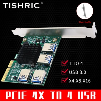 TISHRIC PCI Express Szorzó USB3.0 PCIE 4X 4 USB, PCI-E 16x Kelő Videó Kártya PCIE 1 4 PCIE Kelő Bányászati Csatlakozók