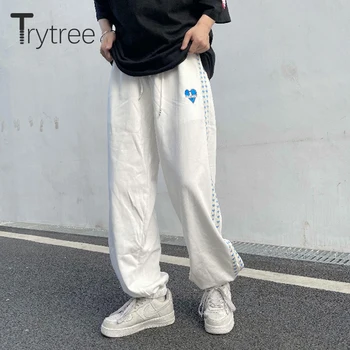 Trytree Őszi Női Nadrág Alkalmi Laza Széles Láb Nadrág Derék Rugalmas Hímzés koreai Divat Harajuku Kocogók Melegítő
