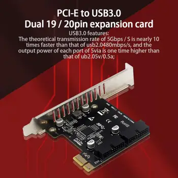 USB 3.0-S PCI-E Bővítő Kártya Adapter 2 USB3 Port.0 Hub Belső 19/20 Pin Fejléc USB 3 PCIE PCI Express adapterkártya
