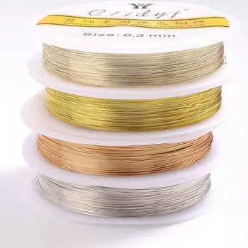 Új 0.2-1mm Ezüst/Arany/Rose Gold Ötvözött Réz Huzal Karkötő, Nyaklánc Kézműves DIY Colorfast Gyöngyfűzés Vezeték Ékszerek Kábel String