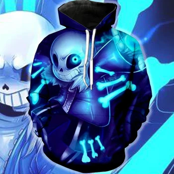 Új Undertale kapucnis felső Kék koponya Sans minta 3D nyomtatás Kabát, Pulóver, Halloween cosplay jelmez