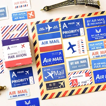 45PCS/csomag Aranyos Air Mail Retro Légi Levél, Napló Matrica Tervező Scrapbooking Ragadós Irodaszerek iskolaszerek