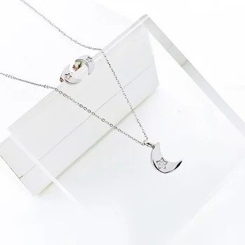 Rozsdamentes acél ékszer Szett szép Hold fülbevaló Luxus nyaklánc Magas minőségű, medál, nyaklánc